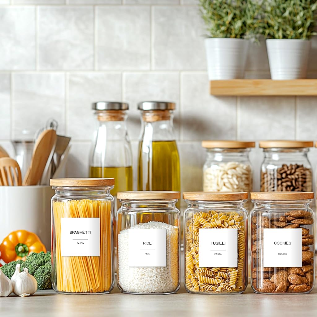 201 Spice Jar Labels - Preprinted Minimalist Waterproof Stickers for Kitchen Jars, Herb & Seasoning Labels for Pantry Organization