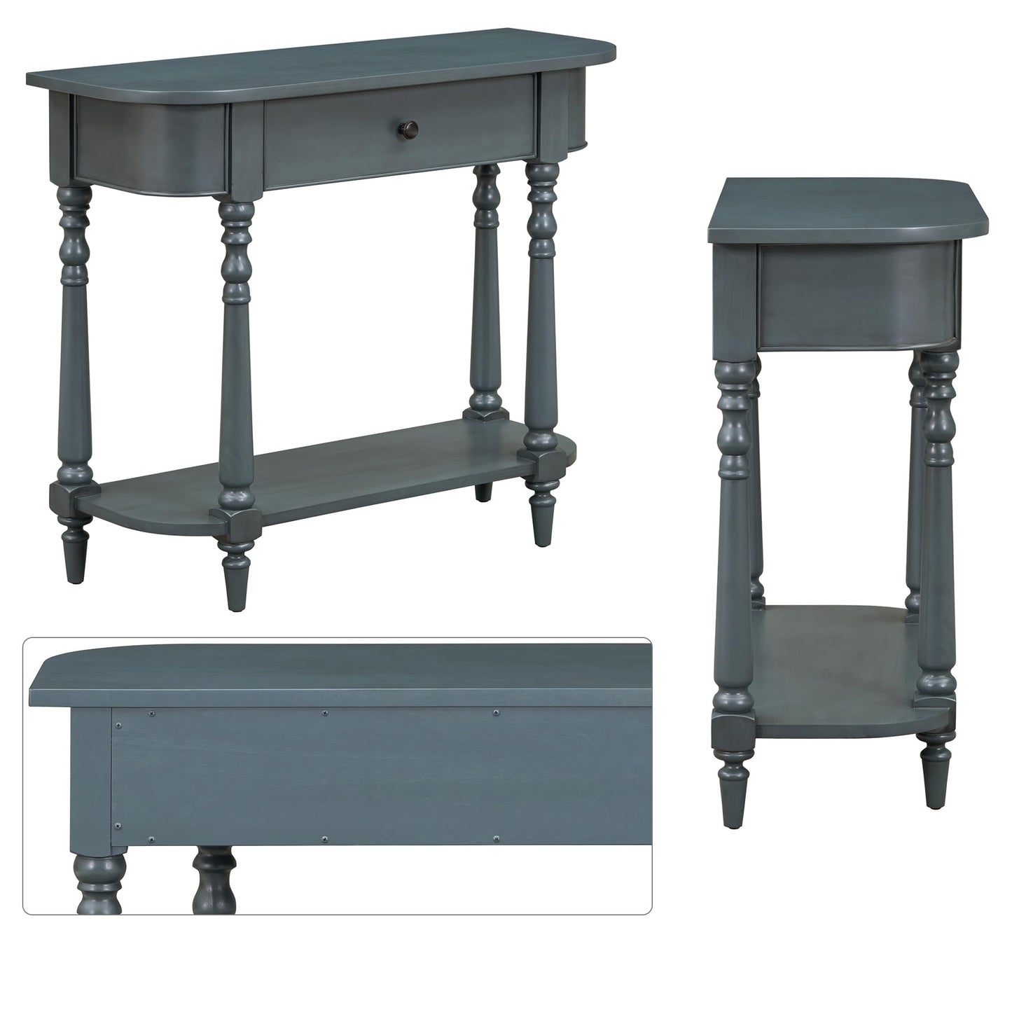 36-Inch Retro Console Sofa Table with Drawer & Storage Shelf
