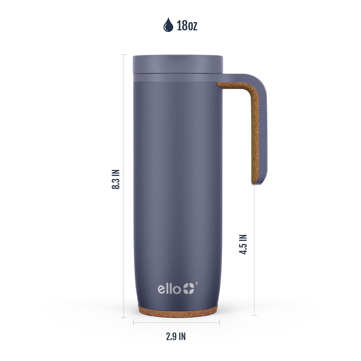 Magnet 18oz Vacuum Insulated Stainless Steel Travel Mug with Side Handle