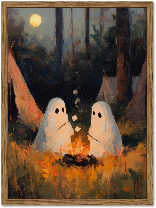 Framed Vintage Halloween Ghost Wall Art