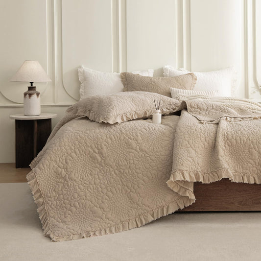 Cotton Oversized Quilt Bedspread Set