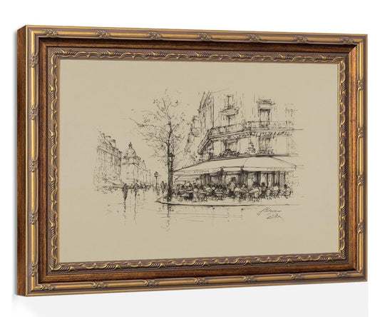 Vintage Moody Gold Framed Autumn Landscape Wall Art