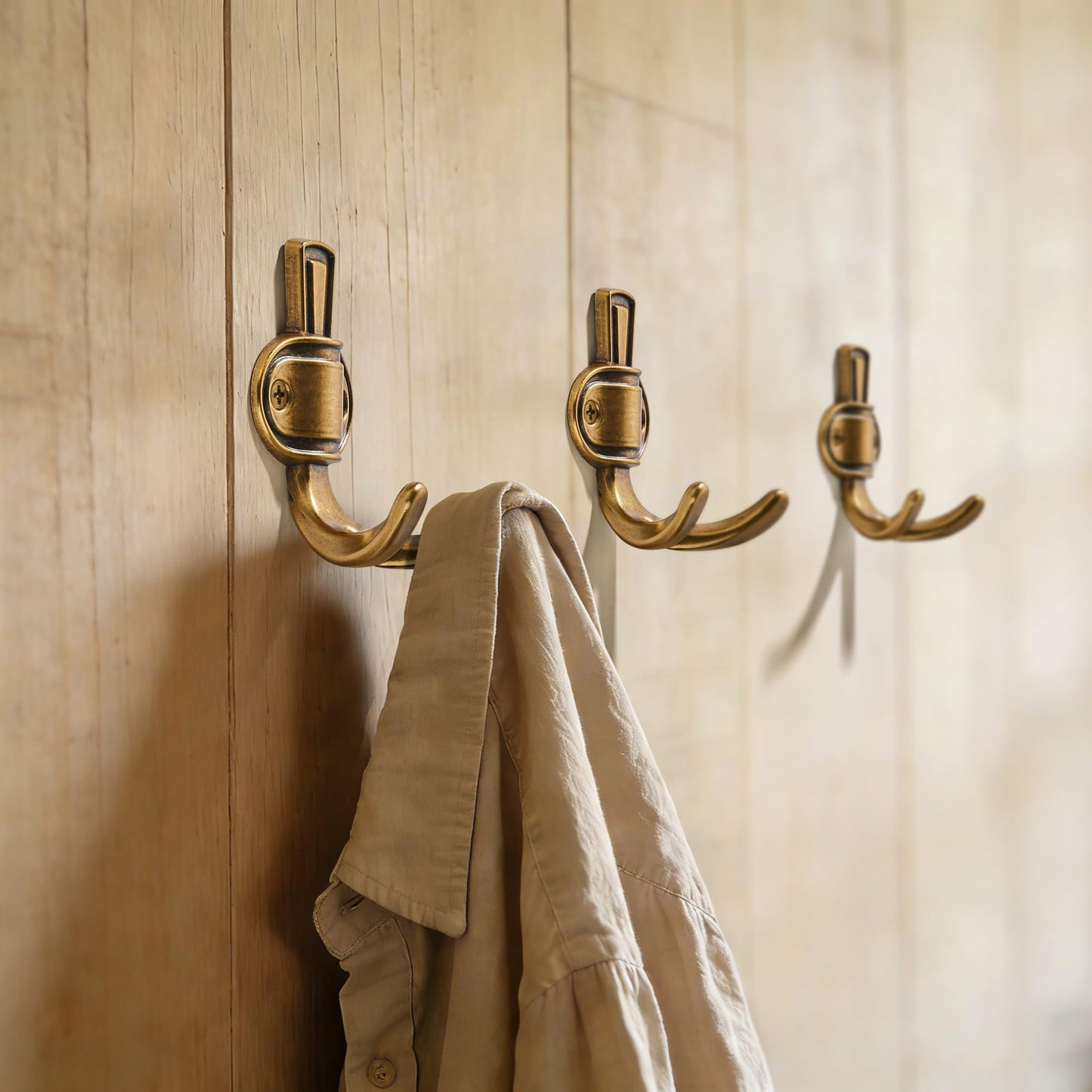 TUNNY 5 Pack Coat Hooks - Antique Brass Coat Hooks,Heavy Duty Hooks- wall Hook for Hanging Towel,Purse, Robe, Backpack, Jacket, Clothes - for Bathroom,Dorm, Closet, Kitchen