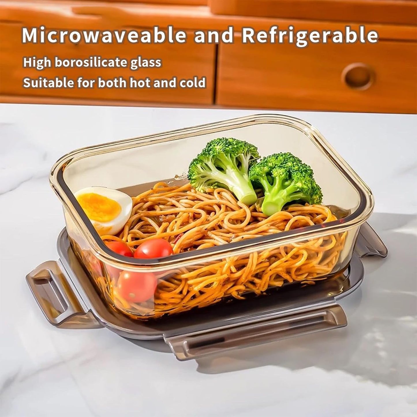 Glass Takeaway Containers with Lids - Meal Prep Container Reusable - Airtight Glass Food Storage Container Set - Lid with Exhaust Valve - 16 Pieces (8 Containers + 8 Lids)