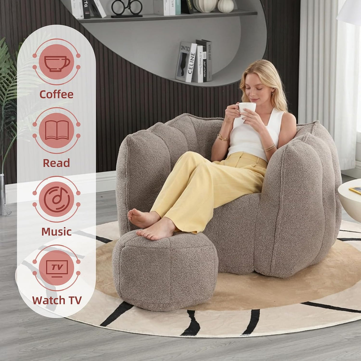 Bean Bag Couch with Ottoman