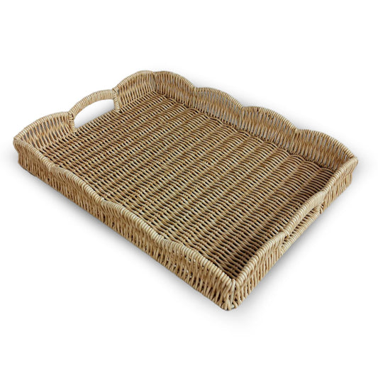Rectangular Serving Tray with Scalloped Edge with Handles