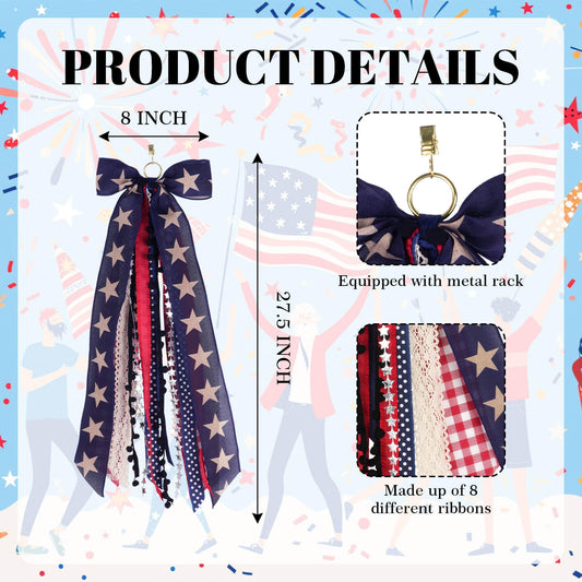 Large Patriotic Front Door Wreath Sash for Independence Memorial Day