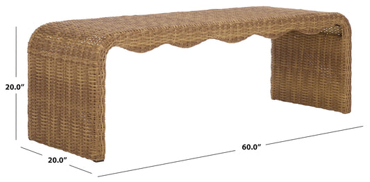 Safavieh Natural Faux Wicker Patio Bench