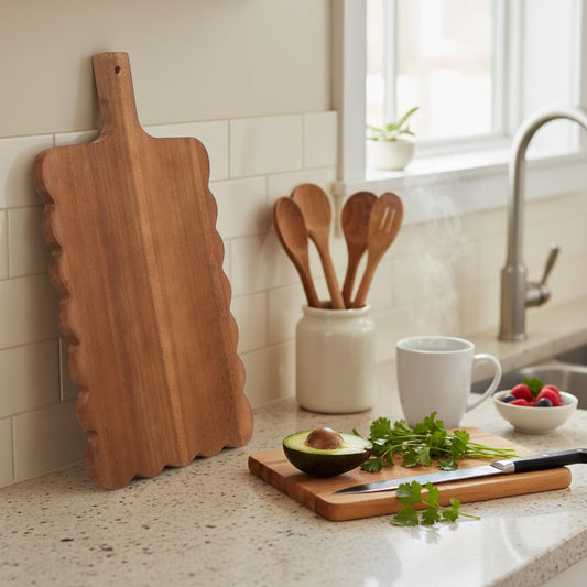 Scalloped Shaped Wooden Cutting/Serving Board