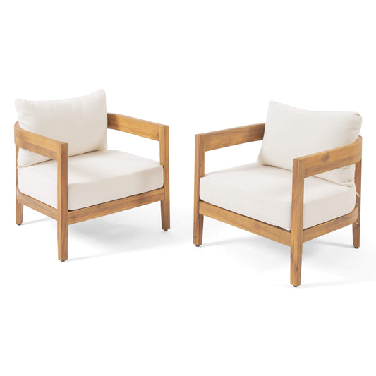 Outdoor Club Chairs with Cushions (Set of 2)