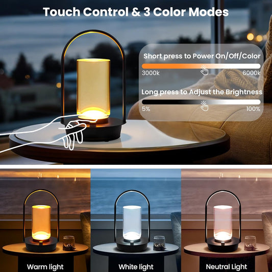 Portable Crystal Lantern Table Lamp