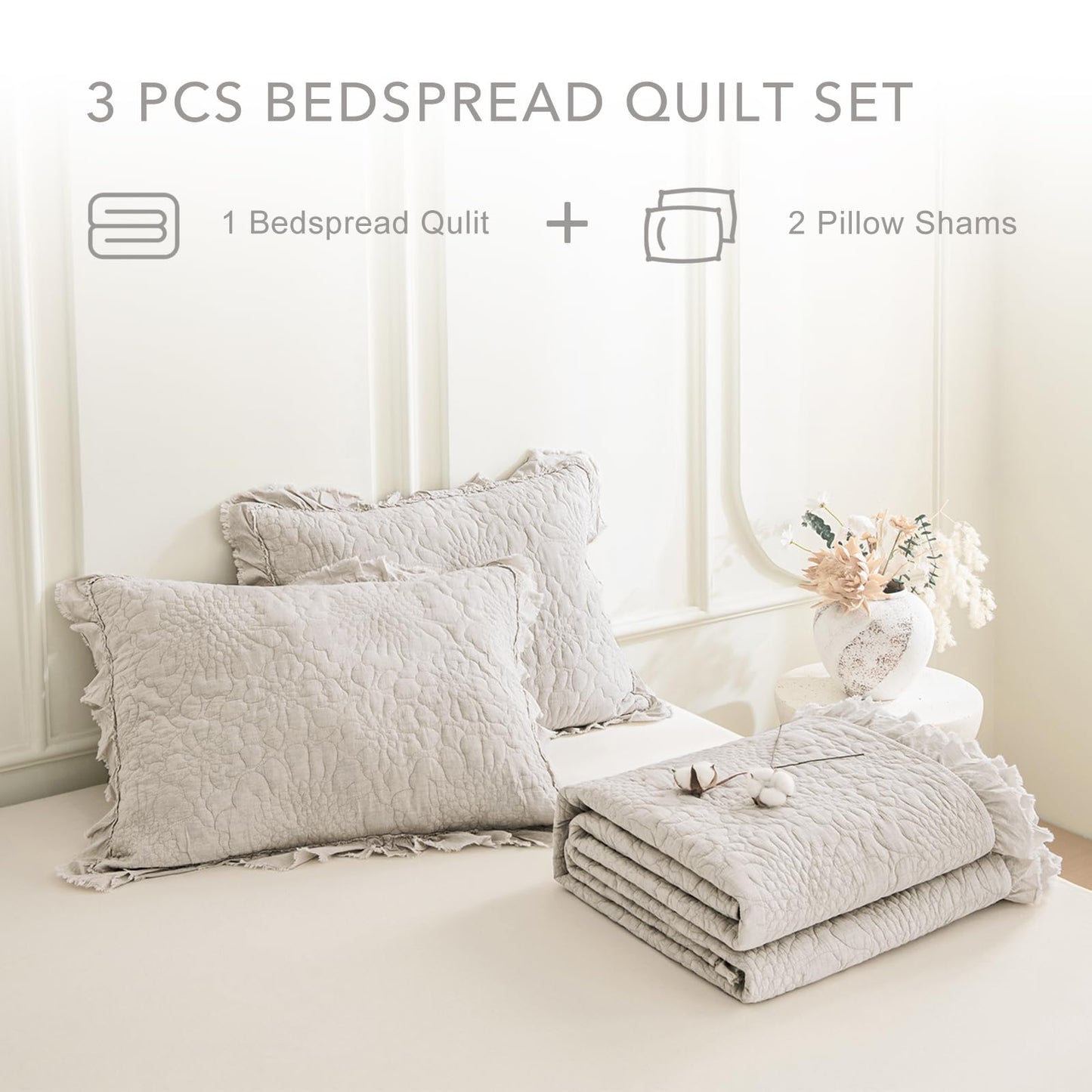 Cotton Oversized Quilt Bedspread Set