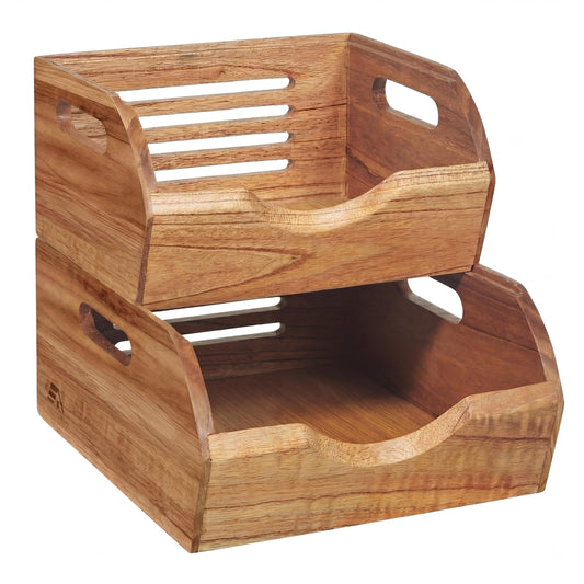 Stackable Solid Wood Storage Bins