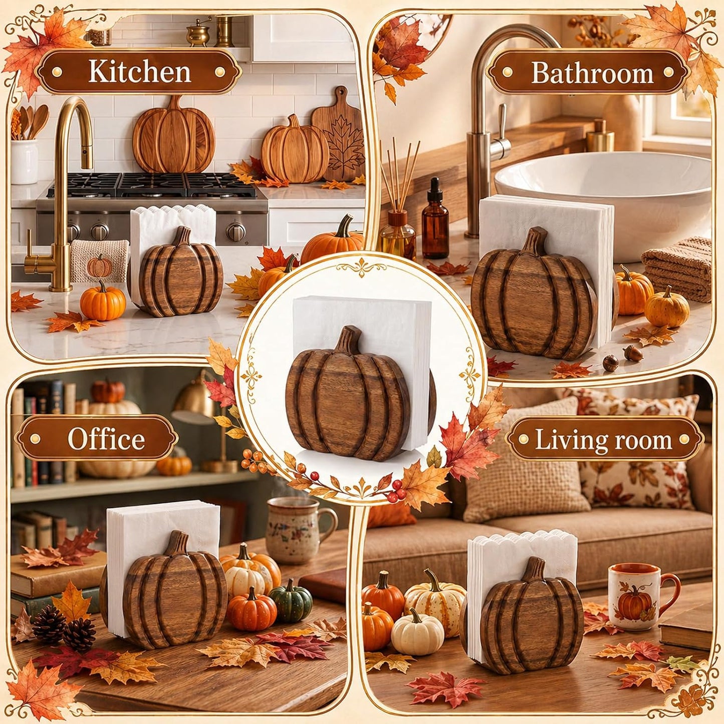 Wooden Pumpkin Napkin Holder