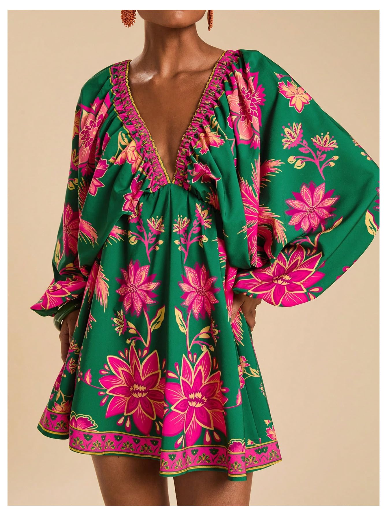 Women's Boho Floral Mini Dresses