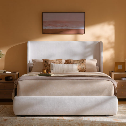 King Upholstered Wingback Bed Frame