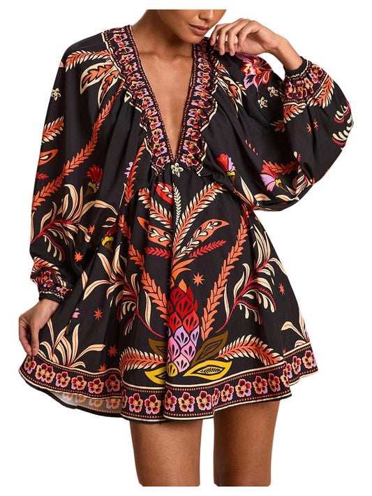 Women's Boho Floral Mini Dresses