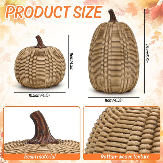 Rattan 2Pcs Pumpkin Decoration