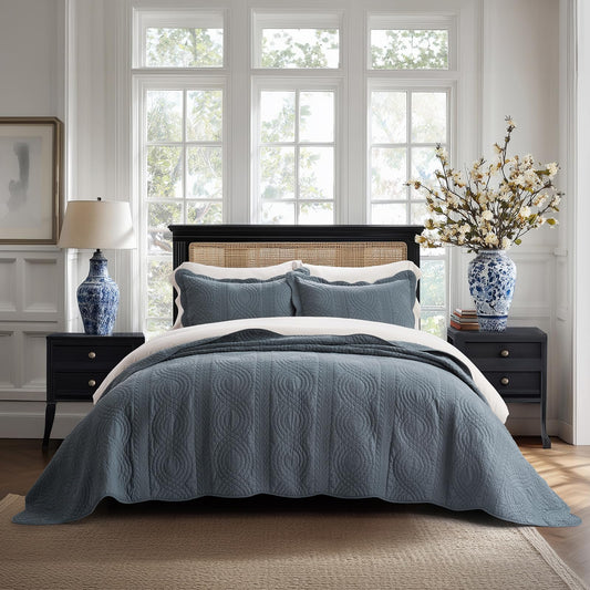 100% Cotton Scallop Quilt Set