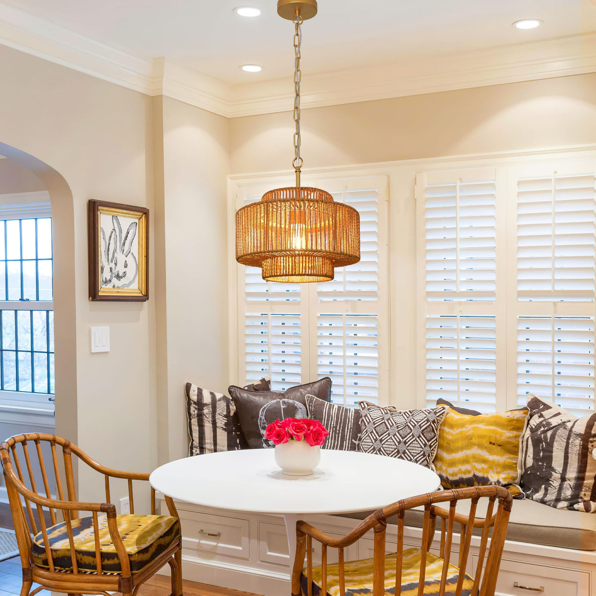 Black Rattan Pendant Chandelier
