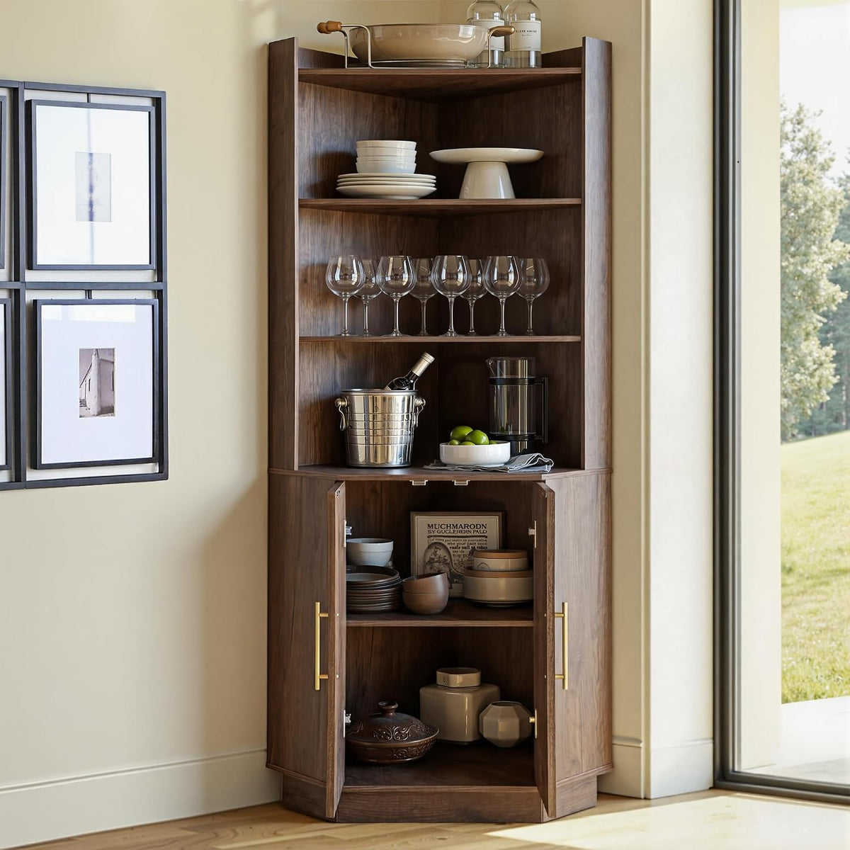 71" Tall Corner Cabinet with Storage