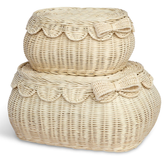 Hand-Woven Scalloped Basket Set Of 2
