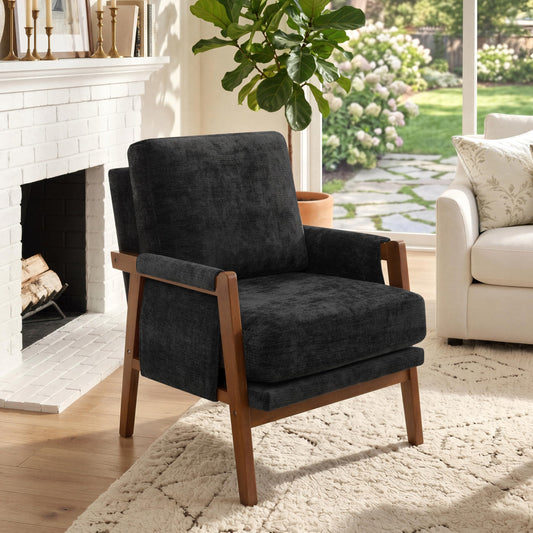 Modern Accent Armchair_Solid Wood
