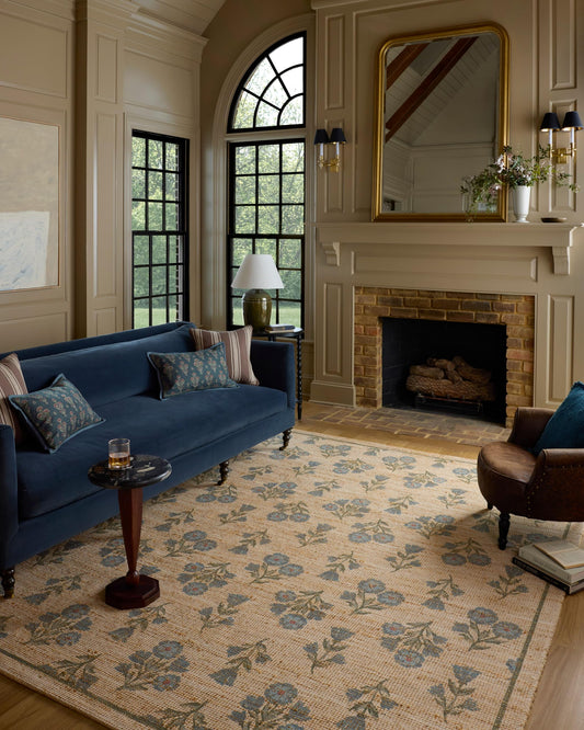 Loloi Chris Loves Julia Rue Collection Wheat/Sage Jute Neutral Floral Rug