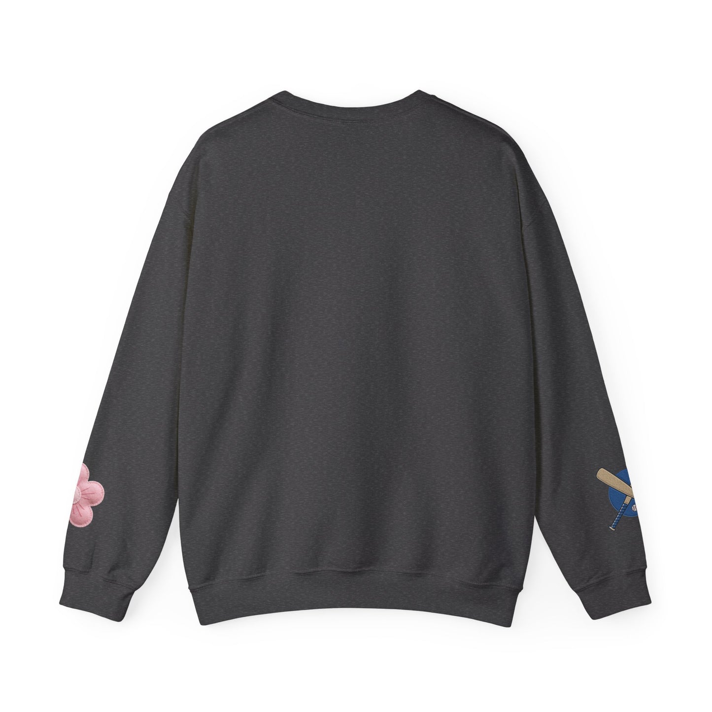 Crewneck Sweatshirt with Floral & Paint Sleeve Art — Casual Artistic Pullover