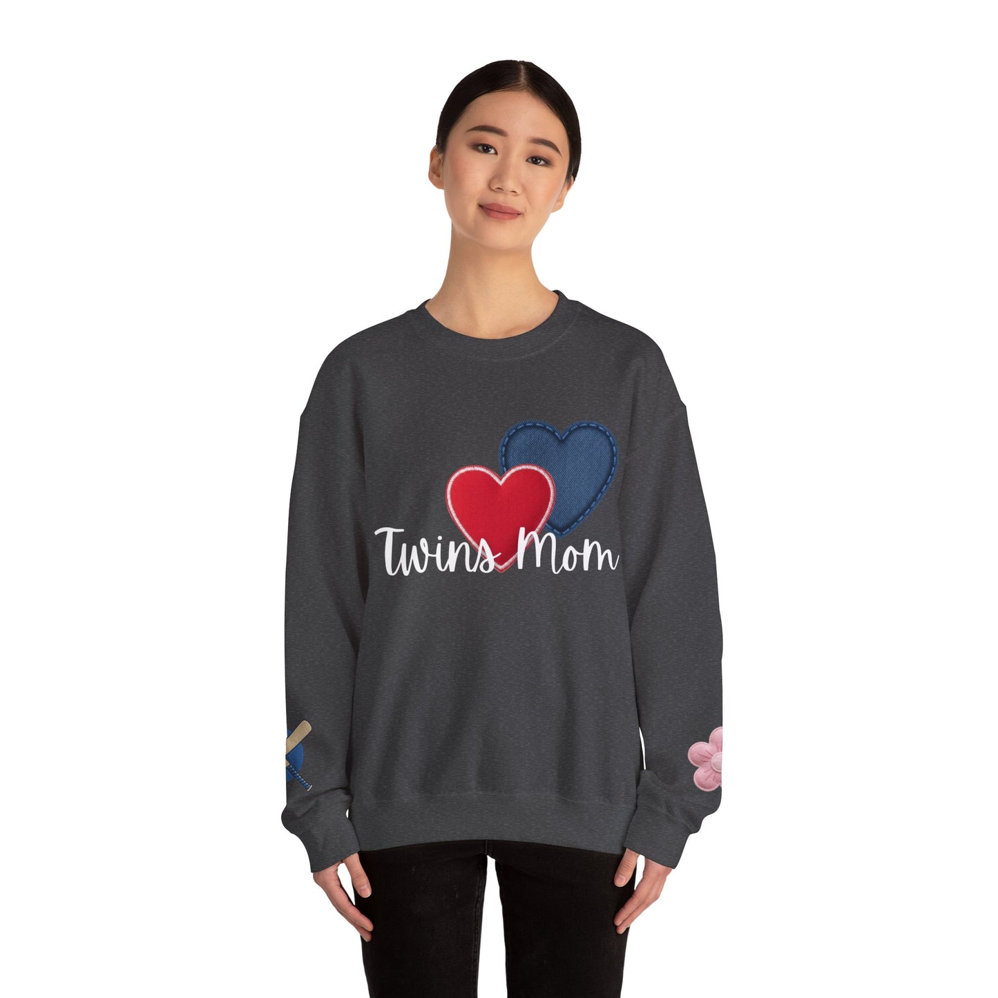 Crewneck Sweatshirt with Floral & Paint Sleeve Art — Casual Artistic Pullover