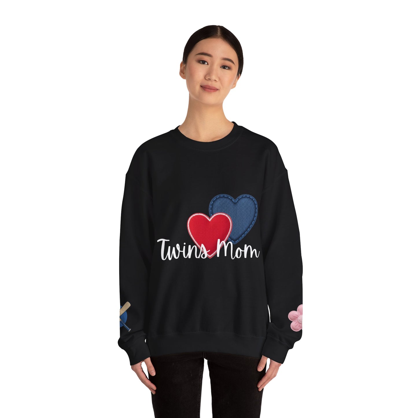 Crewneck Sweatshirt with Floral & Paint Sleeve Art — Casual Artistic Pullover