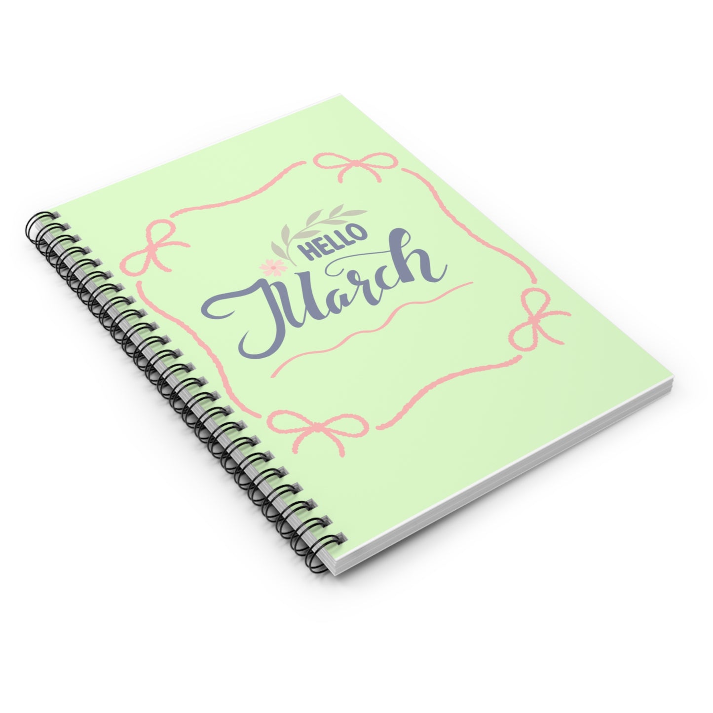 Hello March Spiral Notebook — Spring Floral Ruled Journal