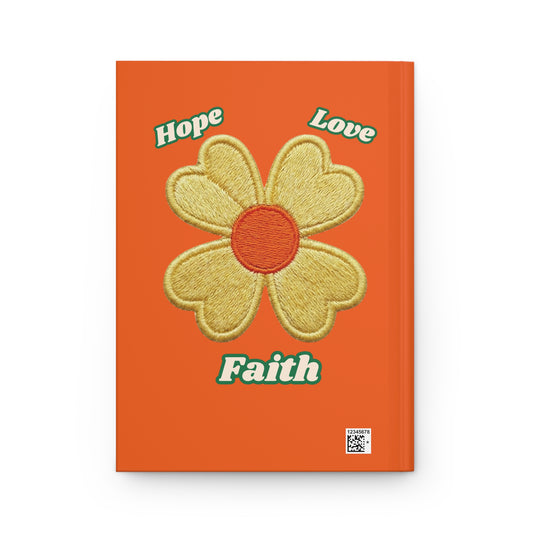 Faith Floral Journal — "It's Not Luck, It's All God" Hardcover Notebook (Orange)