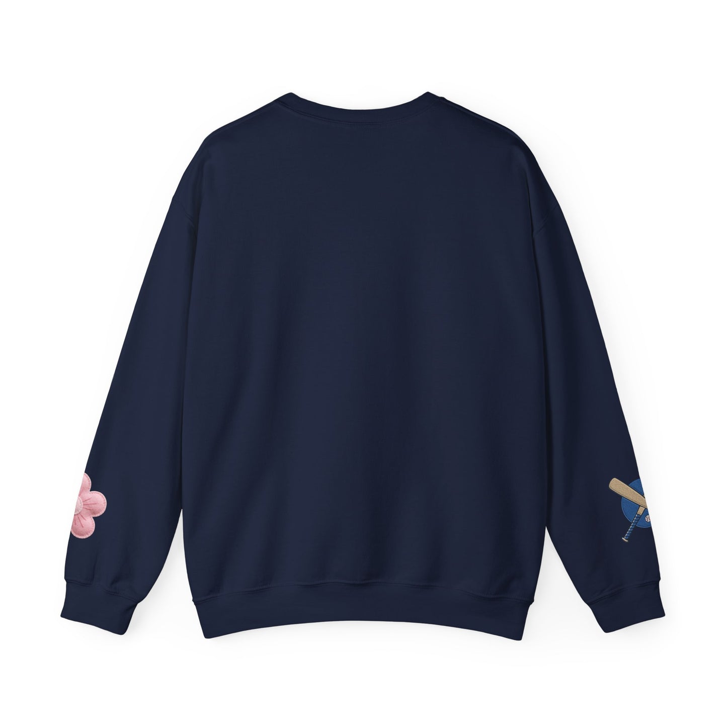 Crewneck Sweatshirt with Floral & Paint Sleeve Art — Casual Artistic Pullover