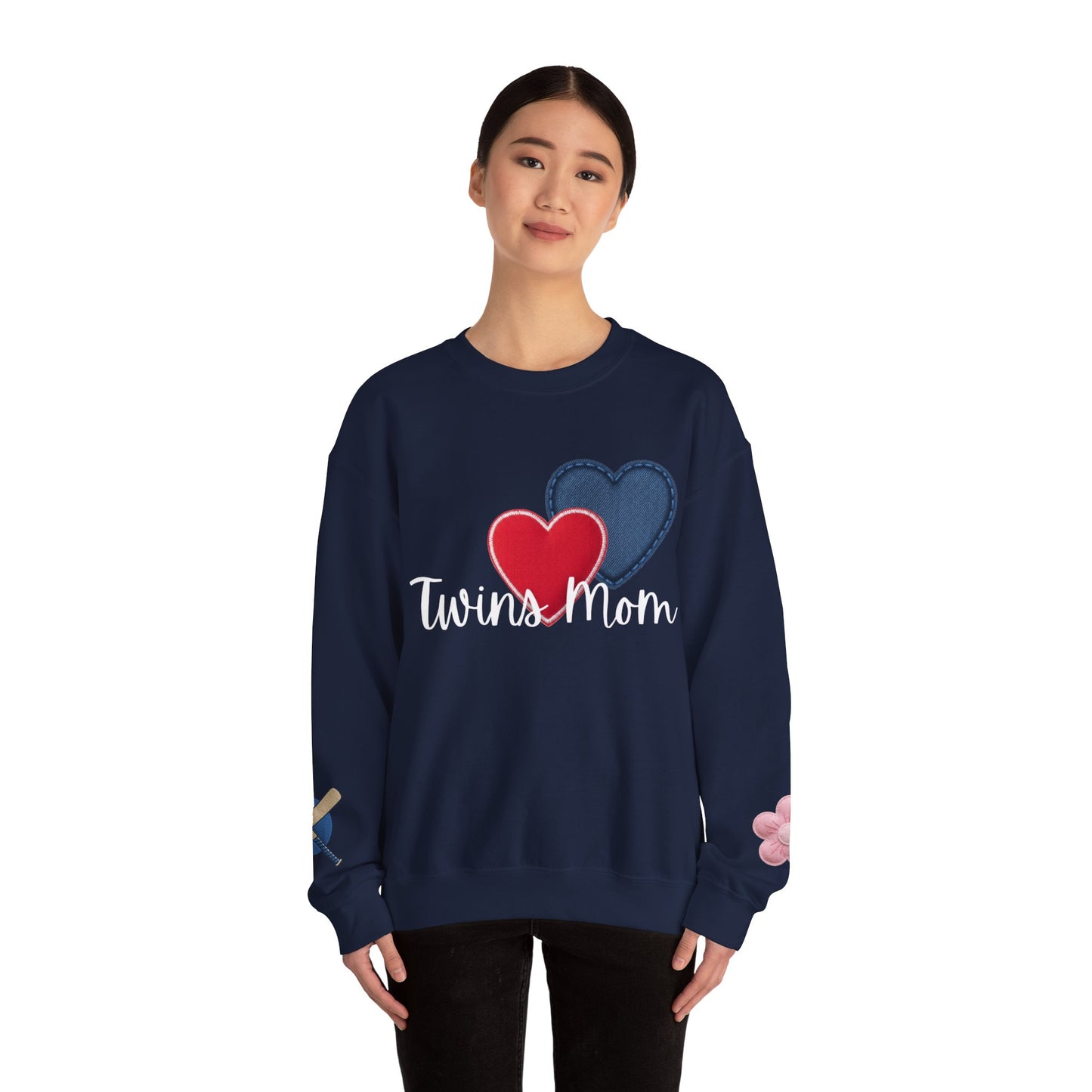 Crewneck Sweatshirt with Floral & Paint Sleeve Art — Casual Artistic Pullover