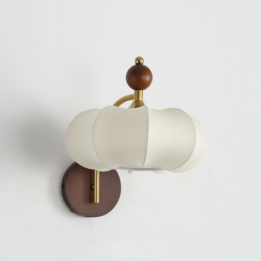 Modern Walnut Wood & Brass Wall Sconce