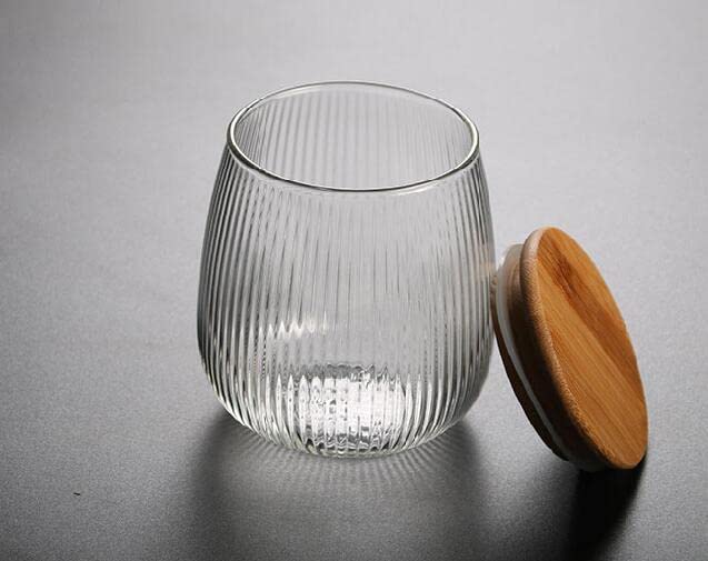 Glass Food Storage Container Candy Dish Spice Jar with Seal Wooden Lid