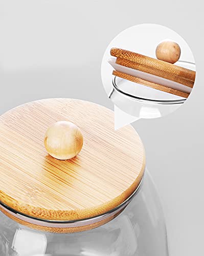 Glass Food Storage Container Candy Dish Spice Jar with Seal Wooden Lid