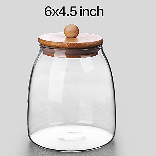 Glass Food Storage Container Candy Dish Spice Jar with Seal Wooden Lid
