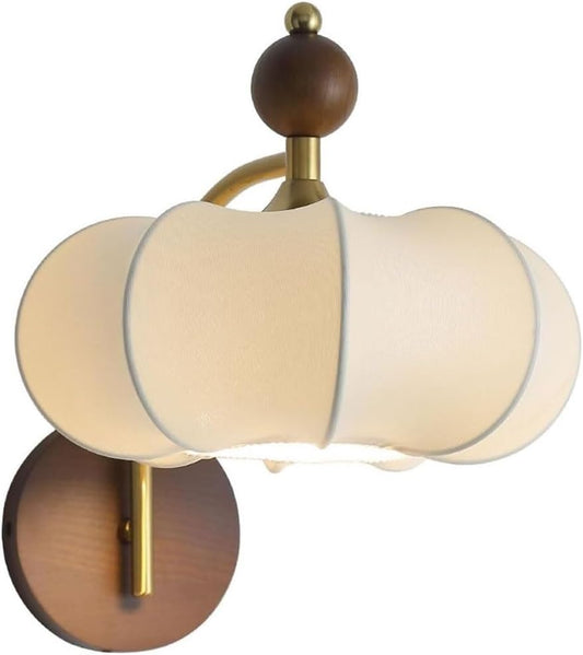 Modern Walnut Wood & Brass Wall Sconce