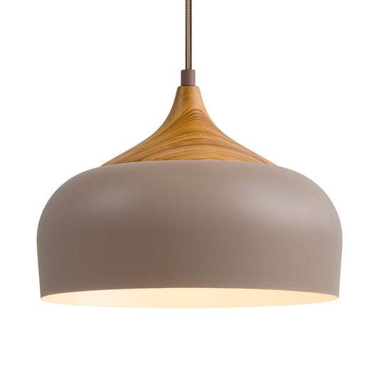 Modern Walnut Wooden Pendant Dome Light