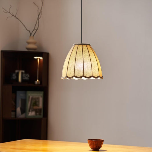 Modern Scalloped Linen Pendant
