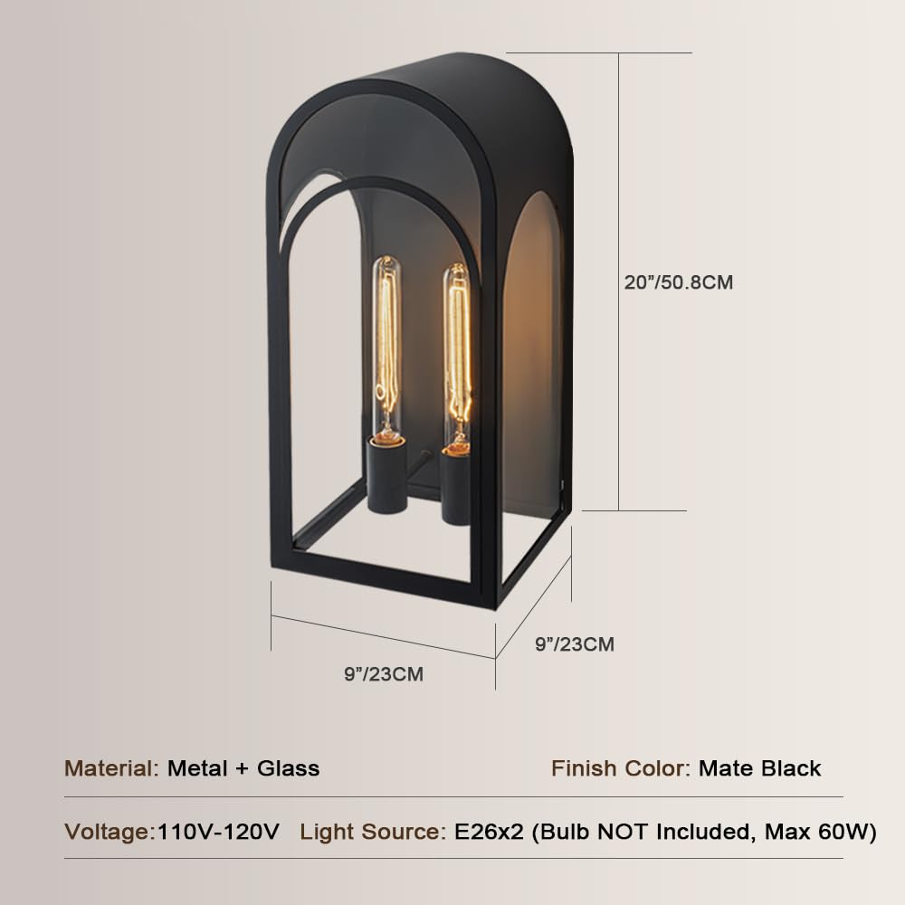 Large Outdoor Wall Lanterns Lights, Modern Wall Sconce with Clear Glass