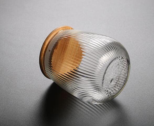 Glass Food Storage Container Candy Dish Spice Jar with Seal Wooden Lid