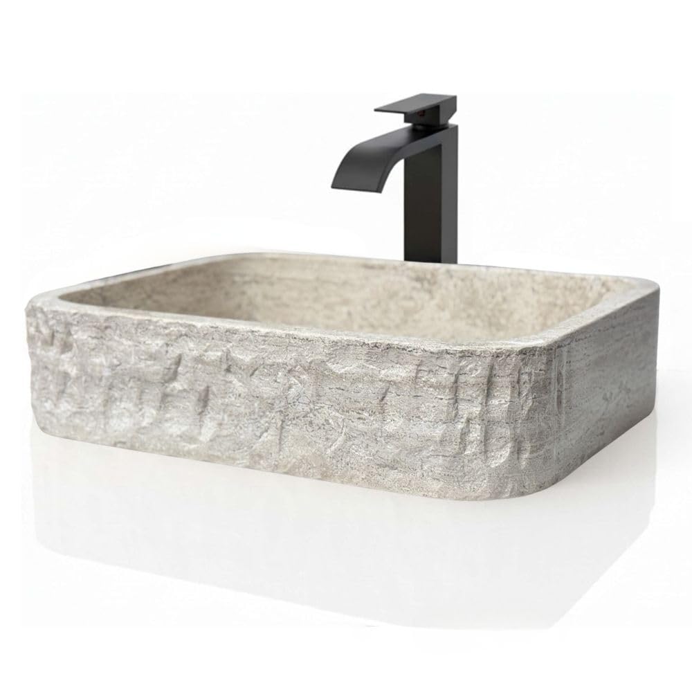 Oval Natural Stone Wash Basin Travertine Vessel Sink