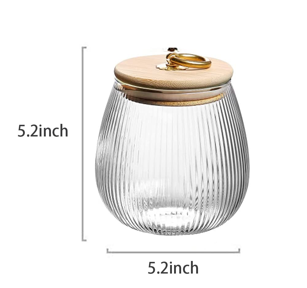 Glass Food Storage Container Candy Dish Spice Jar with Seal Wooden Lid