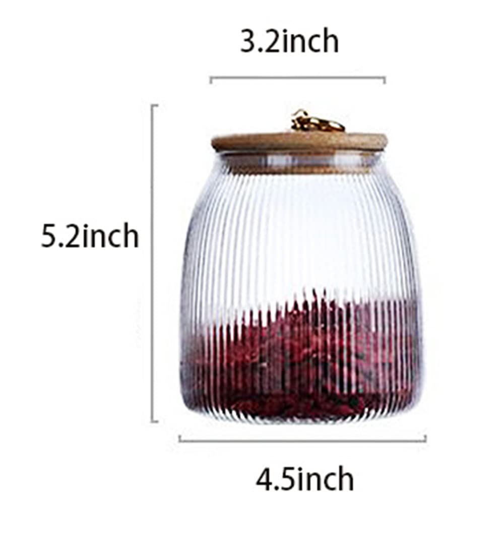 Glass Food Storage Container Candy Dish Spice Jar with Seal Wooden Lid