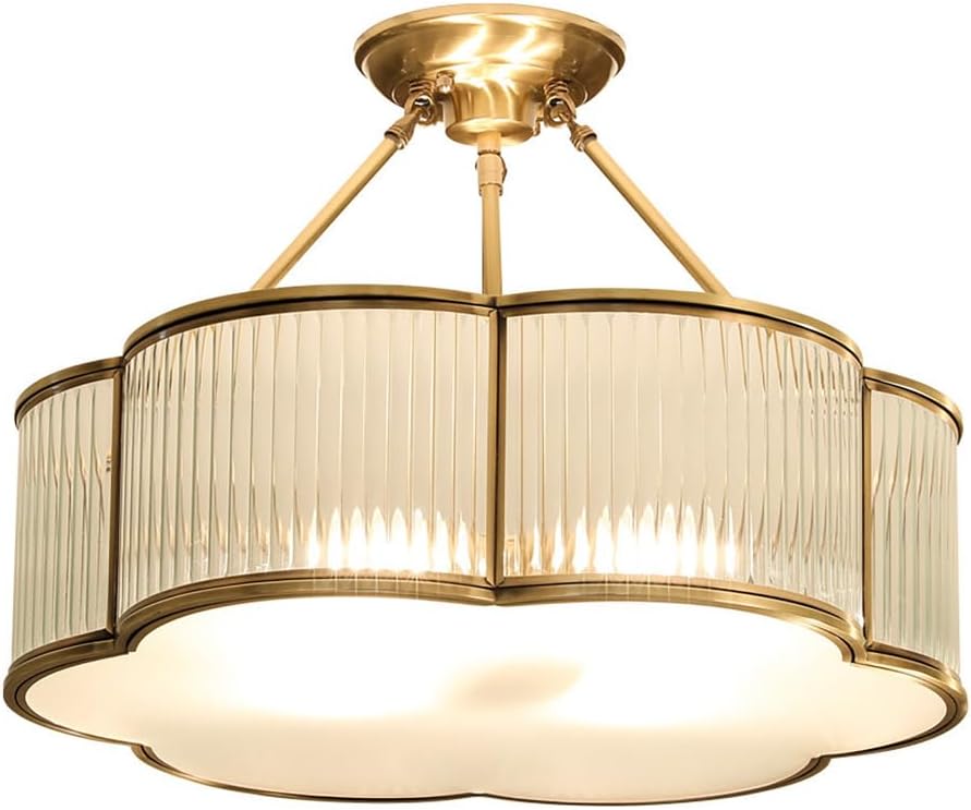 Vintage Style Brass Flush Mount Chandelier