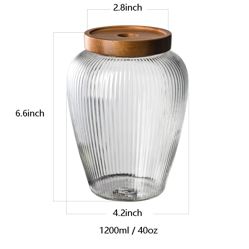 Glass Food Storage Container Candy Dish Spice Jar with Seal Wooden Lid