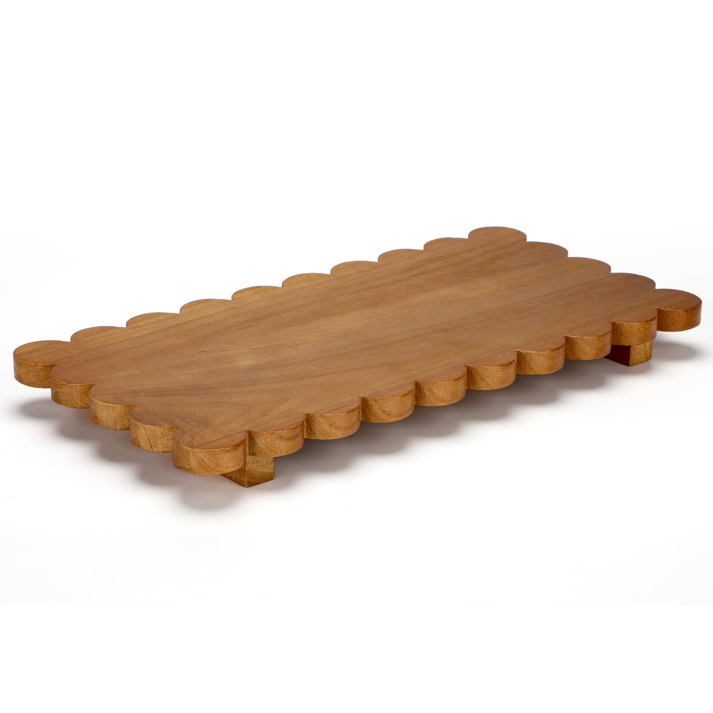 Scalloped Wood Riser Tray